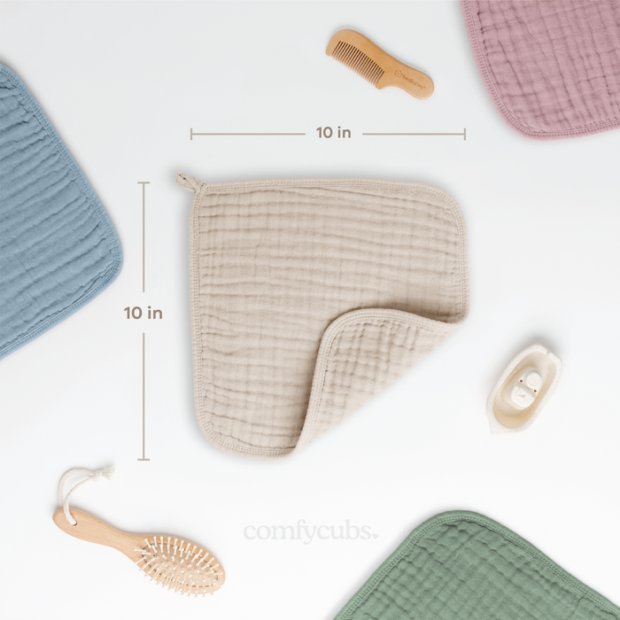 Muslin Washcloths in Sand