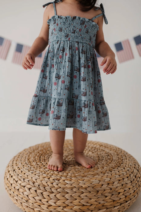 Retro American Tiered Mini Dress & Bloomers 6-12 Months Retro American Tiered Mini Dress & Bloomers 6-12 Months