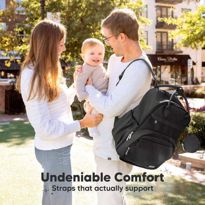 Trendy Black Jumbo Play Diaper Bag Backpack, Baby Bag with Changing Pad - Nature Baby Outfitter