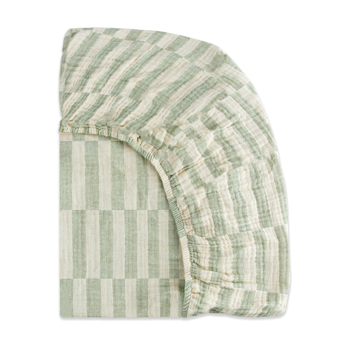 T30536,Babyletto,Moss Stripe Muslin Mini Crib Sheet in GOTS Certified Organic Cotton