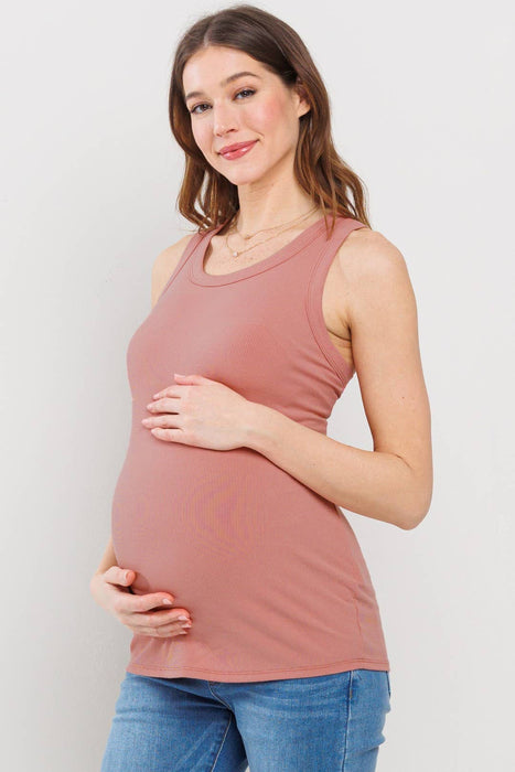 Scoop Neck Ribbed Maternity Tank Top