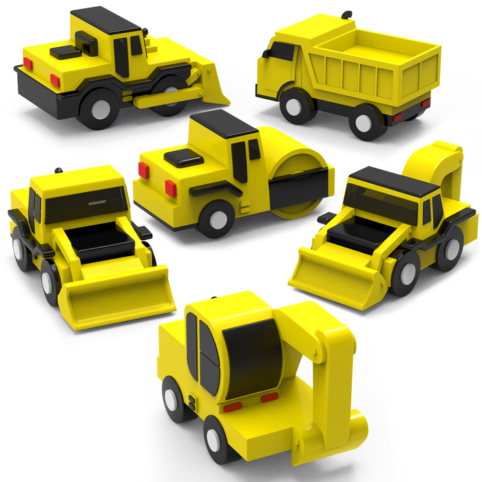 Construction Trucks Mold Free Bath Toys, 6 Pack