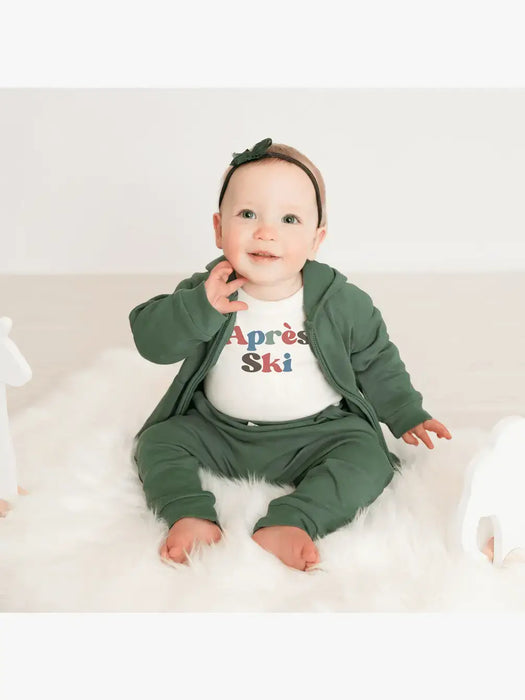 Cuffed pants organic baby| Basil green