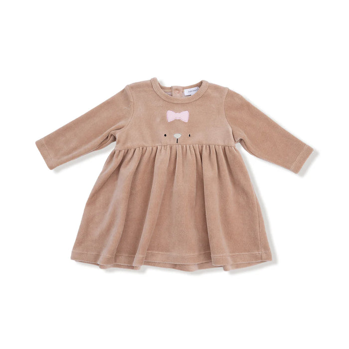 Velour Teddy Bear Dress & Leggings Set