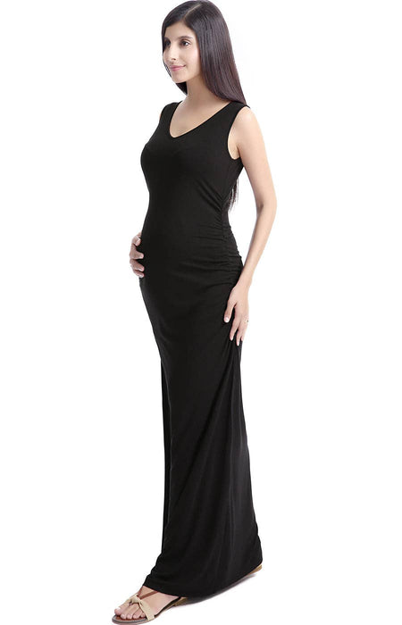 Black "Jane" Lace Back Maxi Dress Black Kimi + Kai Maternity