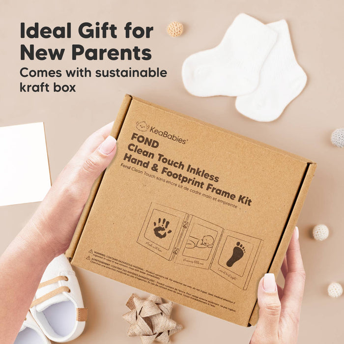 KeaBabies - Fond Inkless Baby Handprint and Footprint Kit, Newborn Gifts: White/Silver