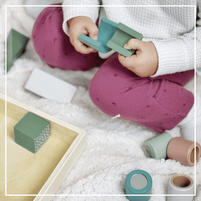 Wooden Activity Blocks 15pc - Interactive Sensory Blocks Ages 12m+