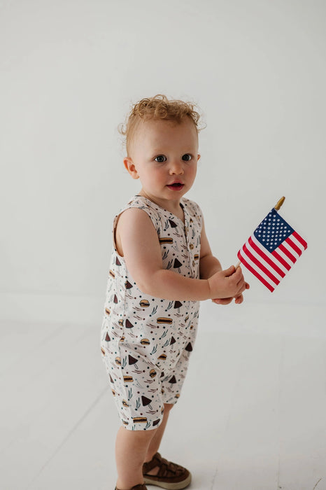 Burgers 'N Dogs Sleeveless Romper