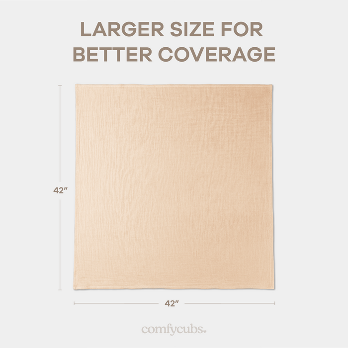 Muslin Swaddle Blankets, 42” x 42” in Cream, Blush, Mauve, Pack of 3