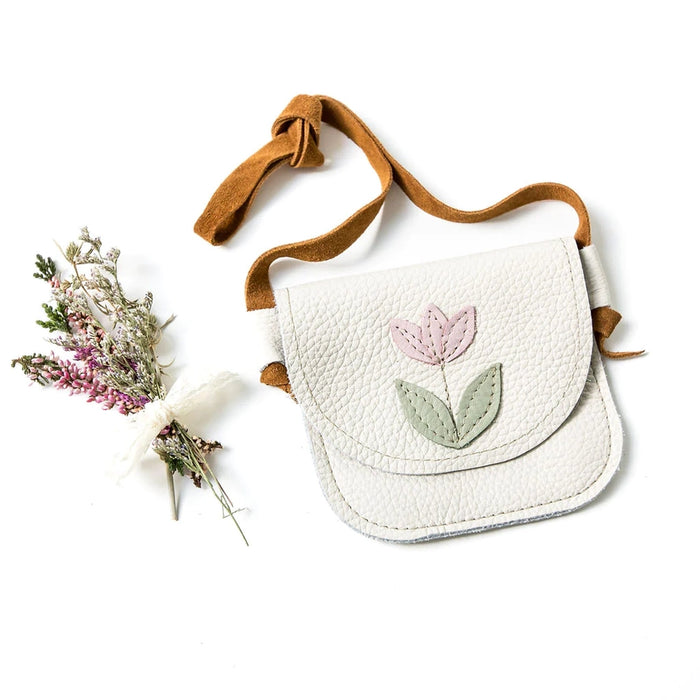 Tulip on Milk Leather Purse