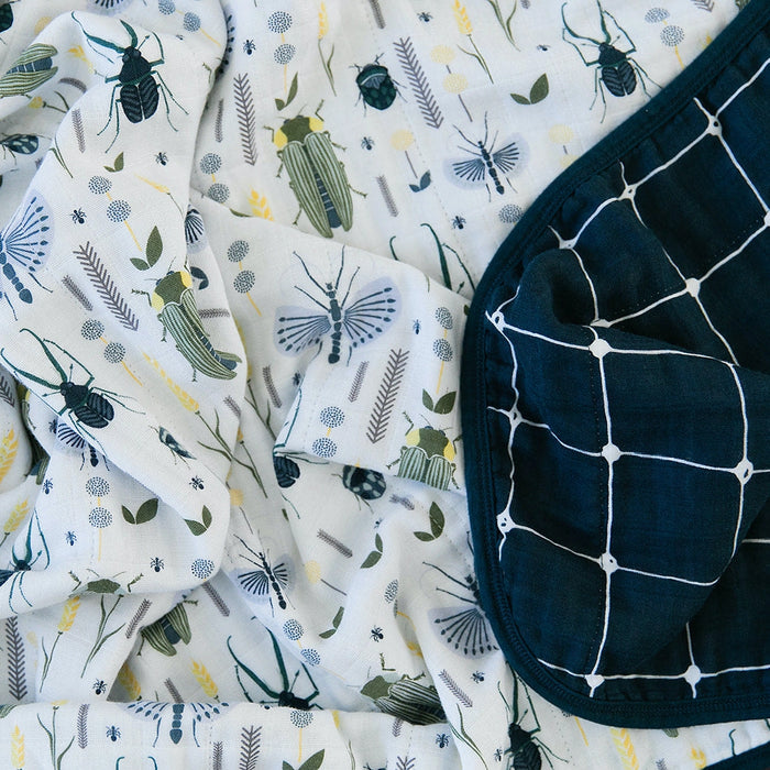 Busy Bugs 4 Layer Cotton Muslin Quilted Blanket