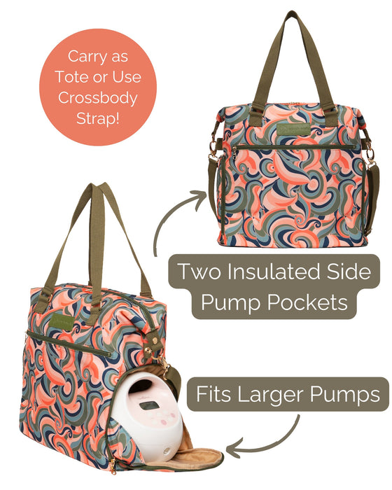 Sarah Wells Lizzy Breast Pump Tote – Lightweight, Easy-Clean Bag with Insulated Pocket, Laptop Sleeve & Side Storage – Fits Pumps & More