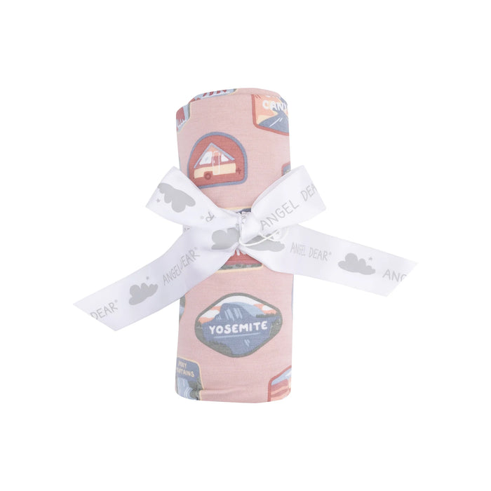 Pink National Park Patches Swaddle Blanket