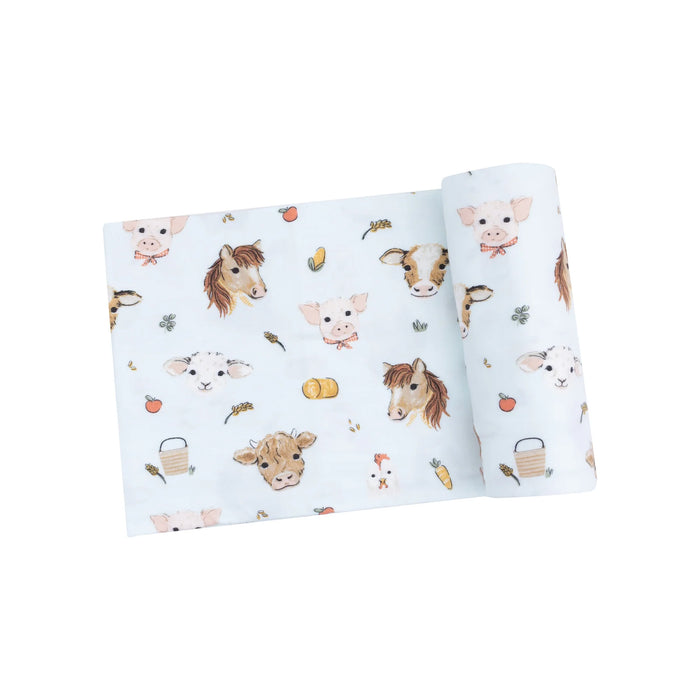 Vintage Animal Faces Bamboo Swaddle