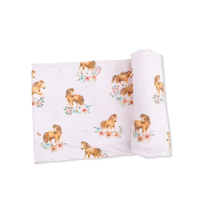 Pink Ponies Bamboo Swaddle