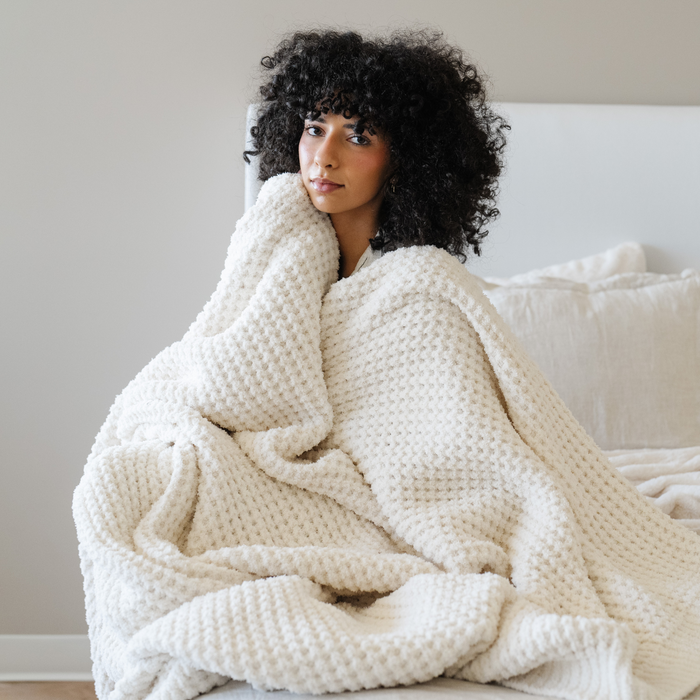 WAFFLE KNIT THROW BLANKETS