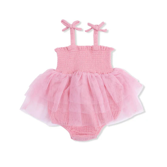 Poignant Pink Muslin Tutu Bubble Romper