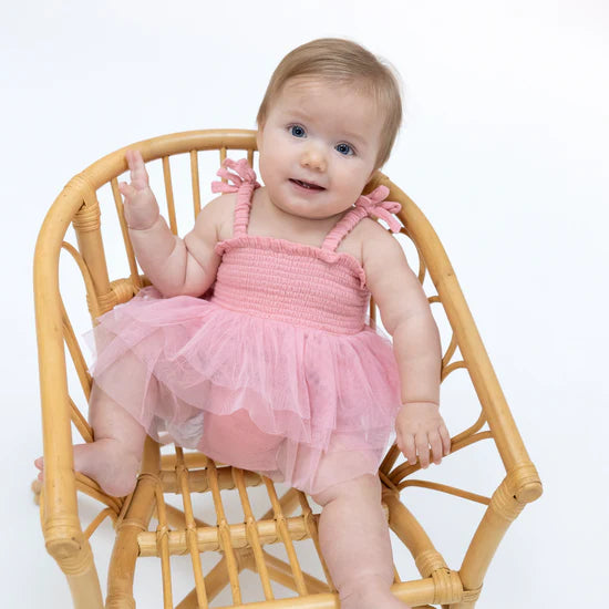 Poignant Pink Muslin Tutu Bubble Romper