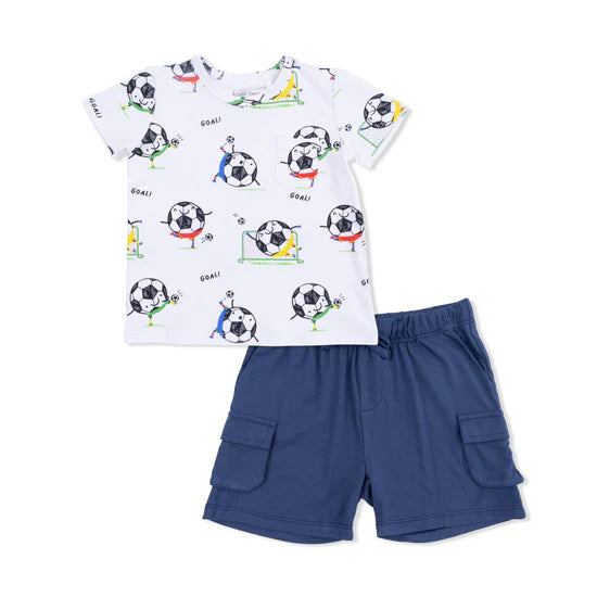 Soccer Balls Playing Tee and Cargo Shorts
