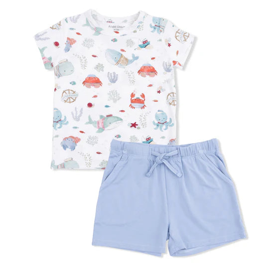 Sailor Sea Creatures Crew Neck Tee & Shorts