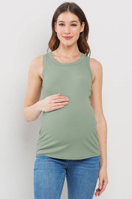 Scoop Neck Ribbed Maternity Tank Top