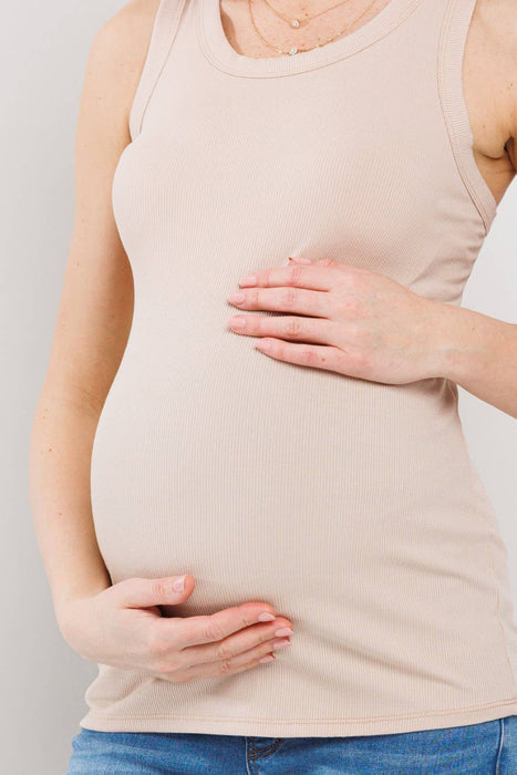 Scoop Neck Ribbed Maternity Tank Top