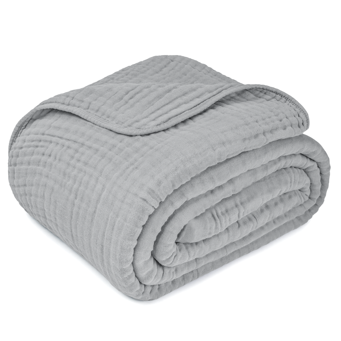 Adult Muslin Blanket in Heather Blue