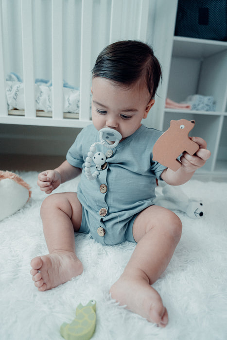 Pacifier Clips in Grey, 2 Pack