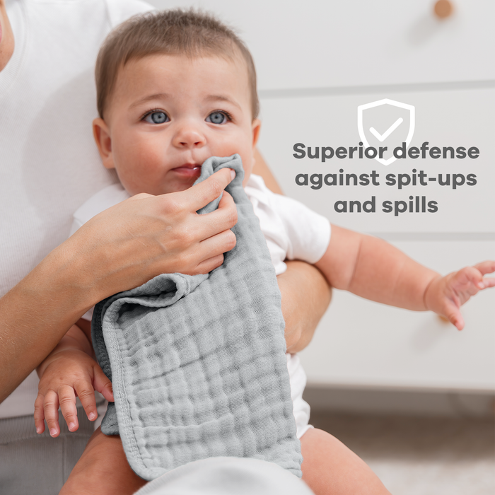 Muslin Burp Cloths in Heather Blue
