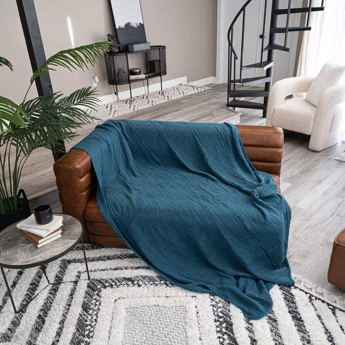 Adult Muslin Blanket in Neptune