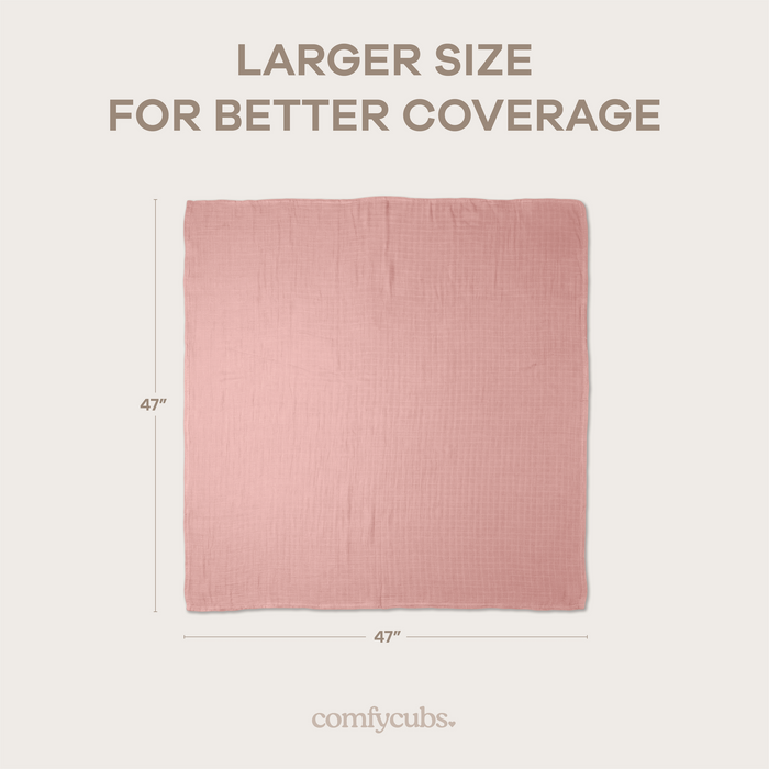 Muslin Swaddle Blankets 47” x 47” in Cream, Blush, Bold Blush, Mauve, 4 Pack