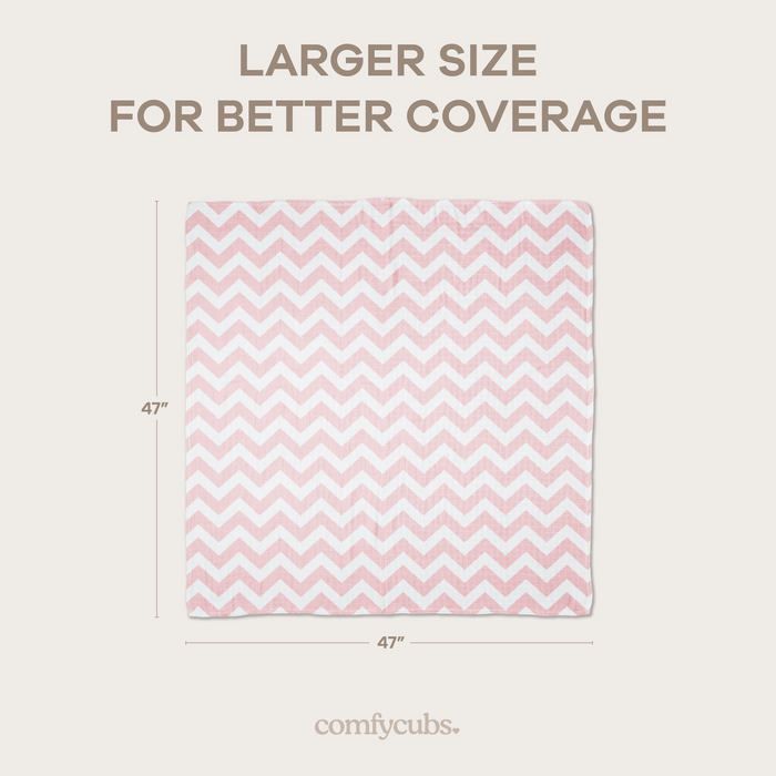 Muslin Swaddle Blankets 47” x 47” in Pink, 4 Pack