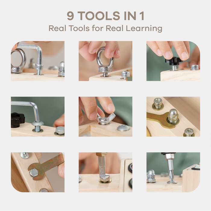 Busy Board Toy Truck Set for 3+ in Natural Wood