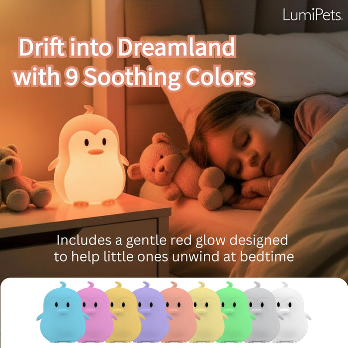 LumiPets® Pebbles the Penguin- Children's Touch Night Light - Nature Baby Outfitter