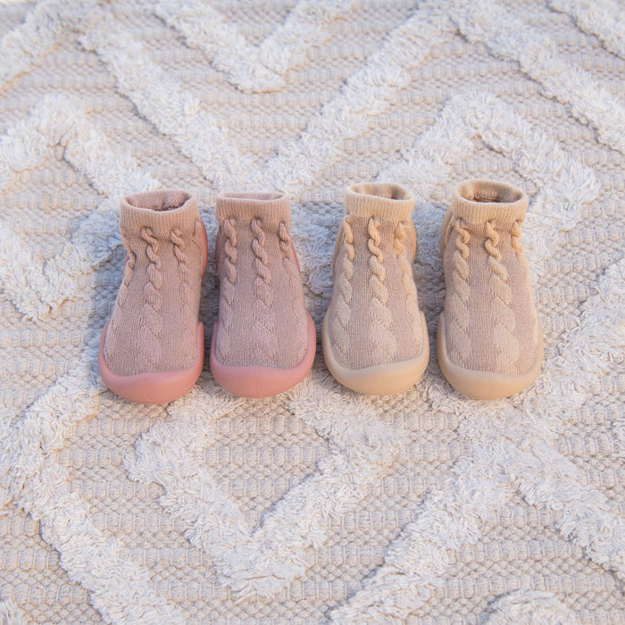 Brandy Rose Cable Knit Baby Crib Shoes