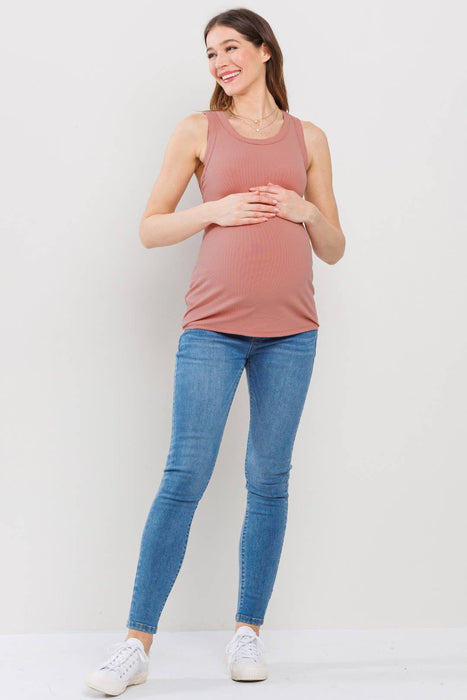Scoop Neck Ribbed Maternity Tank Top