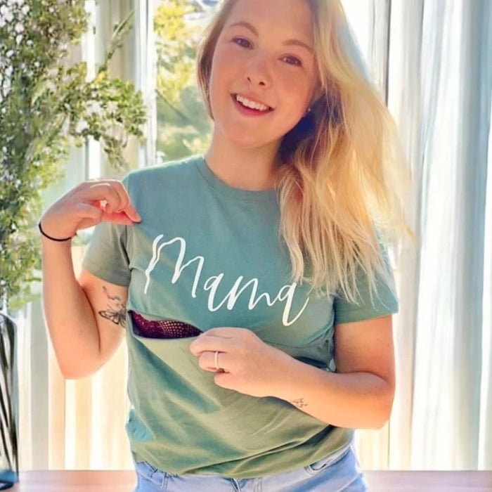 Forest Green 'MAMA' Nursing Tee