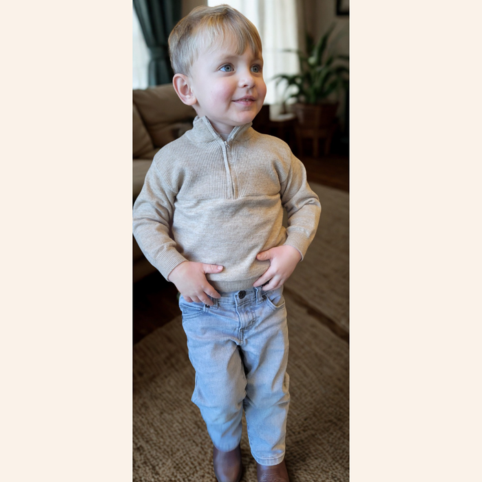 Sand Quarter Zip Sweater