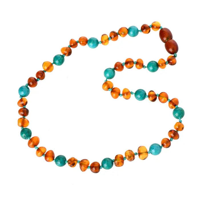 Polished Baltic Amber & Gemstone Necklace