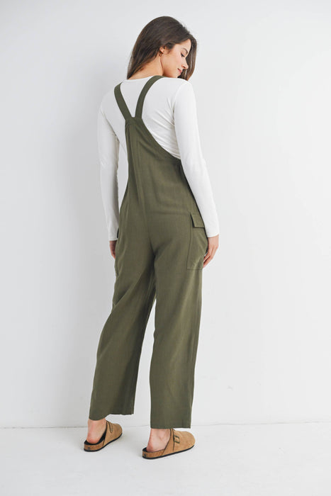 Olive Straight Leg Maternity Adjustable Overalls