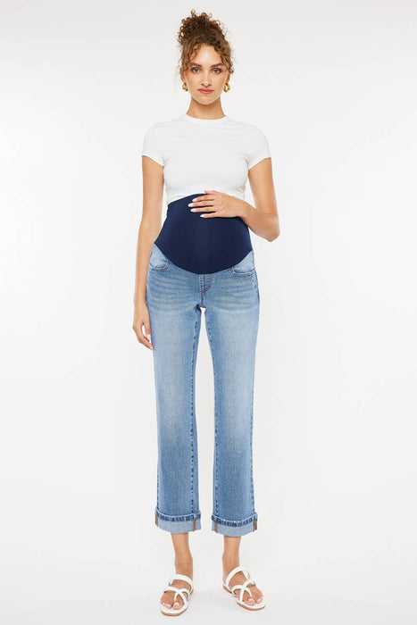 Medium Wash Maternity Boyfriend Jeans