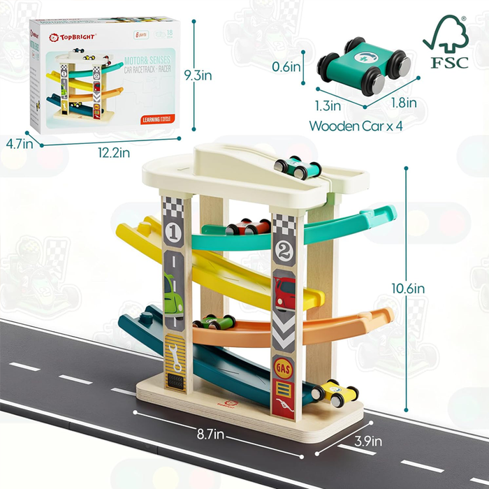 Toddler Wooden Race Track Car Ramp