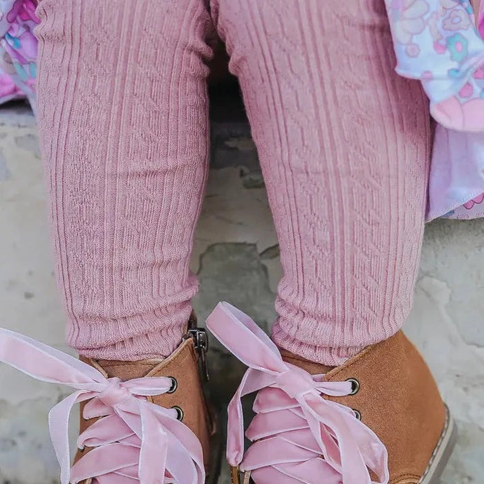 Blush Cable Knit Tights