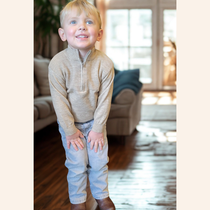 Sand Quarter Zip Sweater