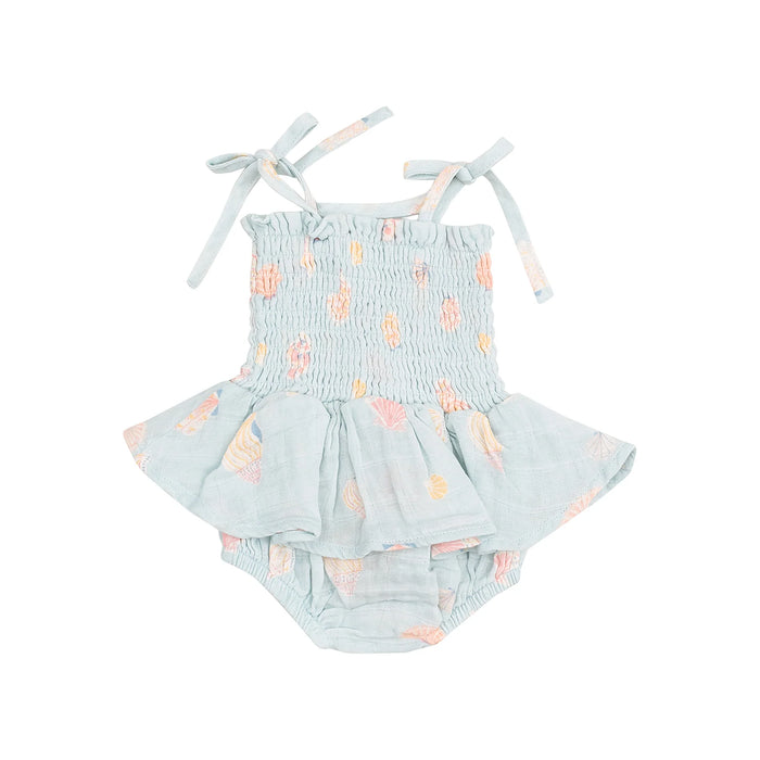 Pretty Seashells Smocked Bubble Romper with Skirt