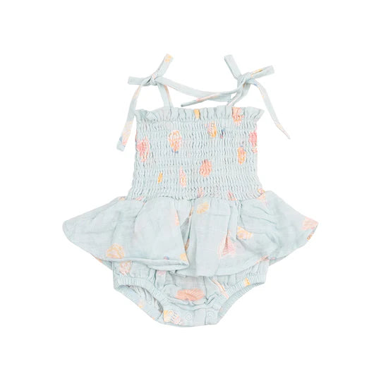 Pretty Seashells Smocked Bubble Romper with Skirt