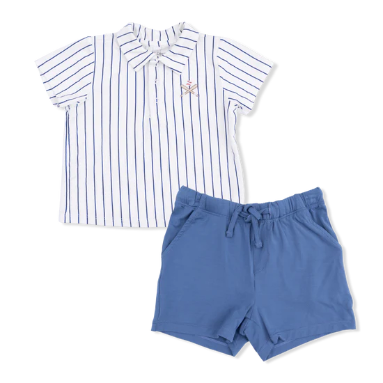 Baseball Stripe Polo & Shorts
