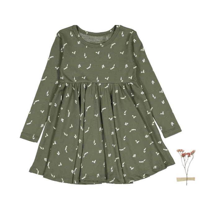 The Printed Long Sleeve Dress -  Squirrel