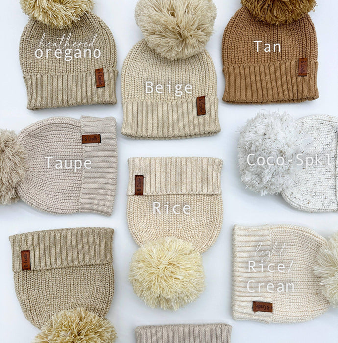 Cotton Knit Pom Beanie
