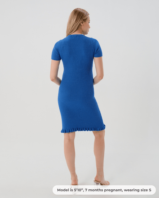 Short Sleeve Knit Maternity Dress with Playful Hem Detail - Nature Baby Outfitter